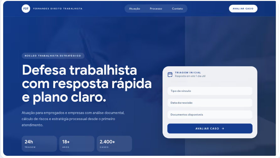Site desenvolvido para Fernandes Direito Trabalhista