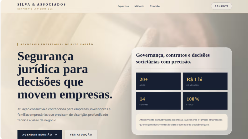 Site desenvolvido para Silva & Associados
